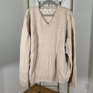 Goodthreads Mens Sz XXL Lambswool V-neck Pullover Sweater Heather Oatmeal